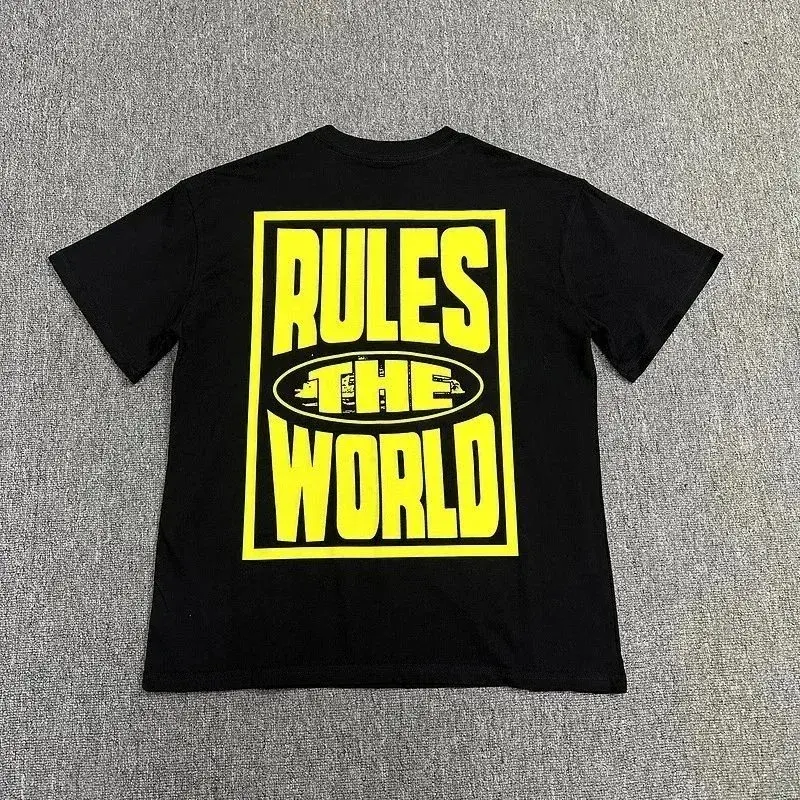 Unbranded Rules The World Graphic T-Shirt Black Yellow