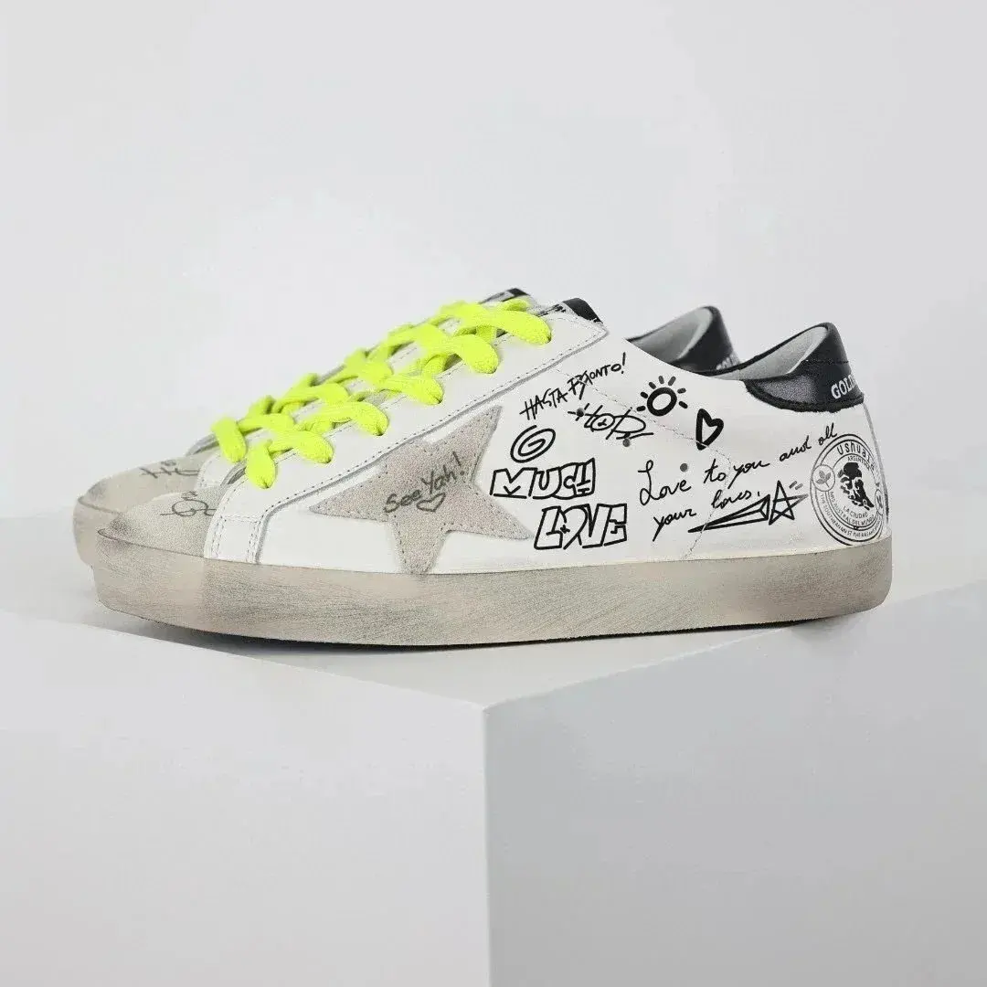 Golden Goose Superstar Graffiti White Neon Yellow Sneakers