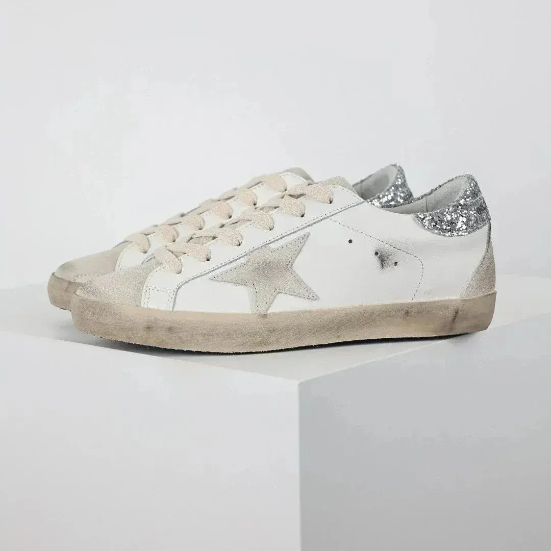 Golden Goose Superstar White Silver Glitter Sneakers