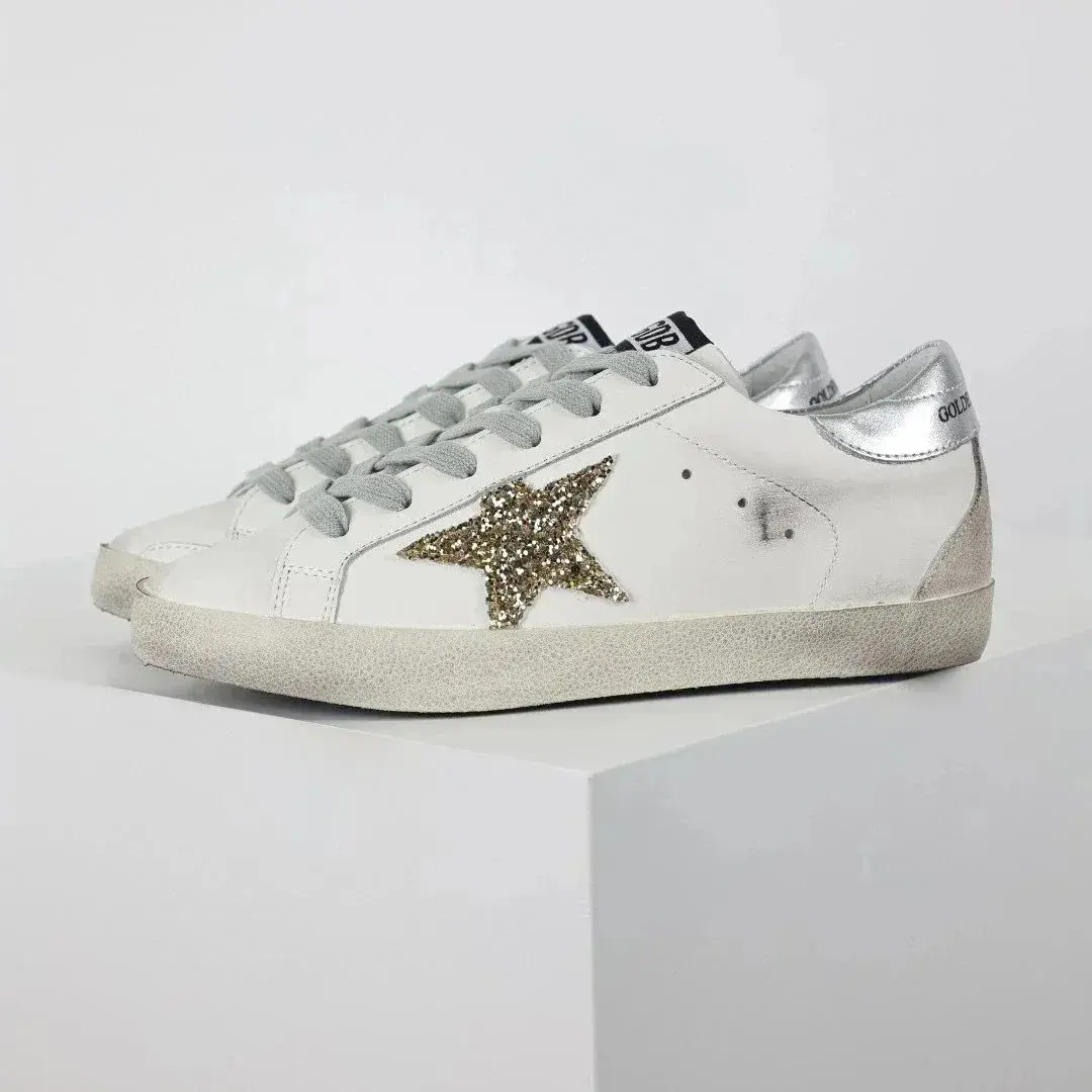 Golden Goose Superstar Gold Glitter Star Silver
