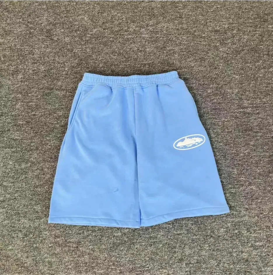 Corteiz Island Graphic Shorts Light Blue