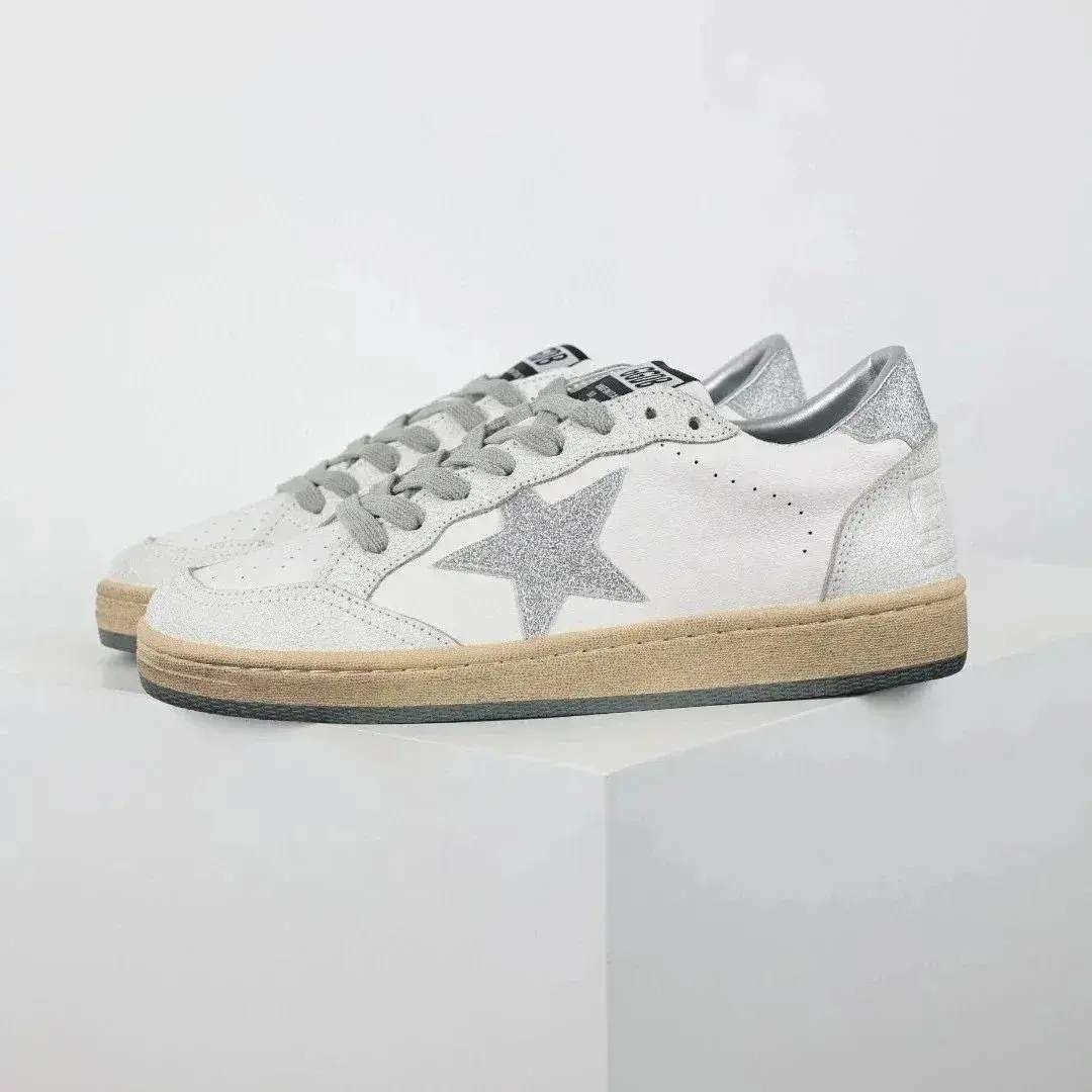 Golden Goose Ball Star Silver Glitter White