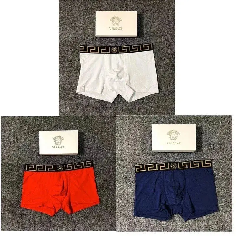 Versace Greca Boxer Briefs Trio White Red Navy