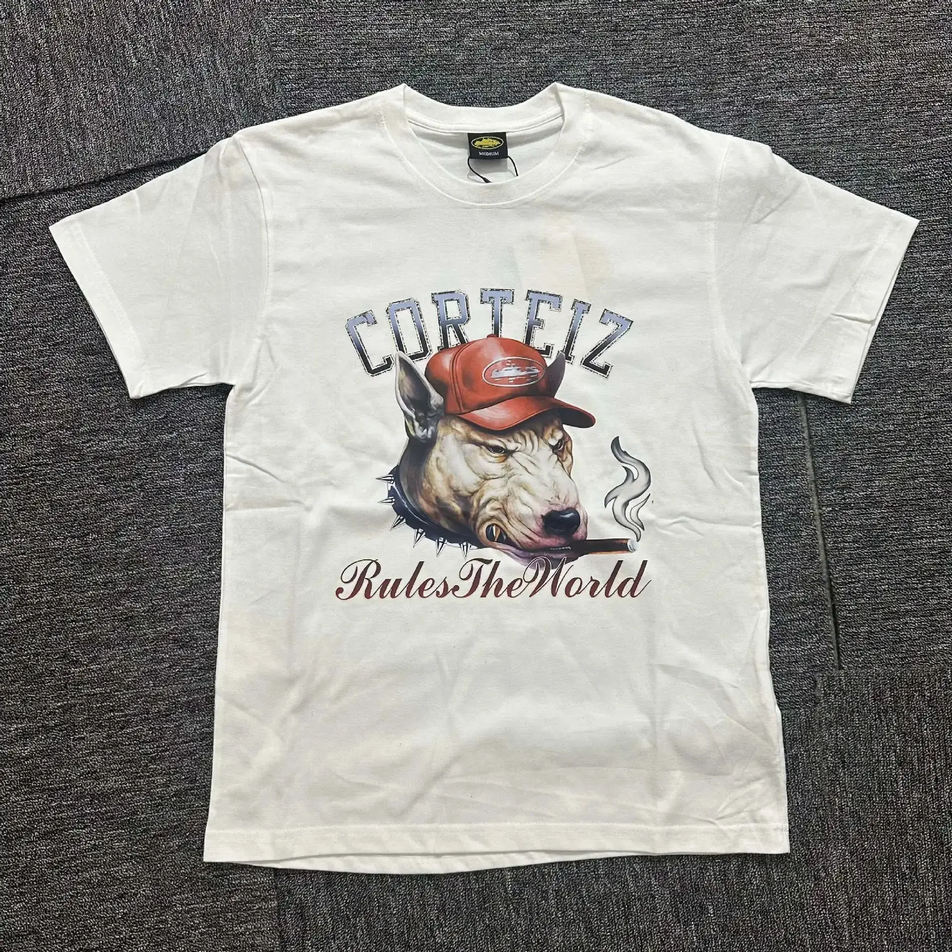 Corteiz Bulldog Rules The World T-Shirt White