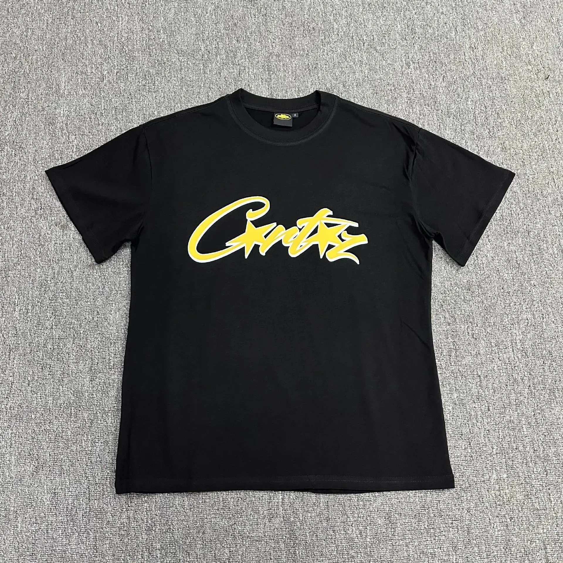 Corteiz Star C Logo T-Shirt Black and Yellow