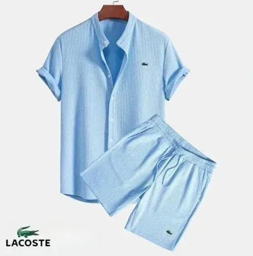Lacoste Short Sleeve Shirt and Shorts Set Light Blue