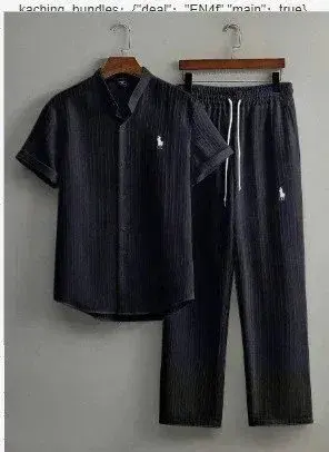Ralph Lauren Short Sleeve Shirt and Pants Set Black