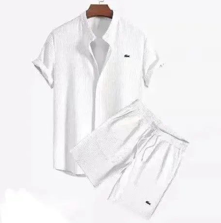 Lacoste Short Sleeve Shirt and Shorts Set White