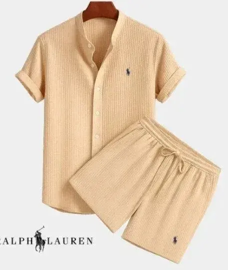 Polo Ralph Lauren Short Sleeve Shirt and Shorts Set Light Yellow