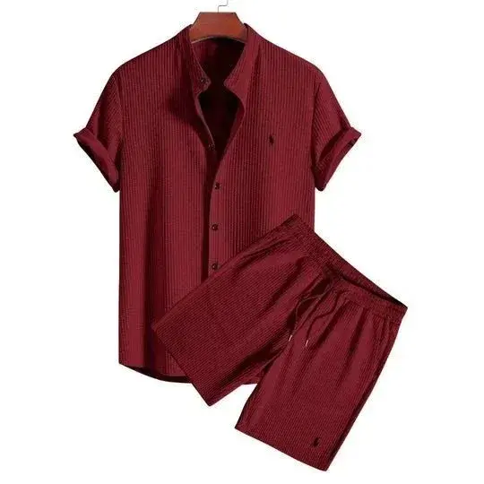 Polo Ralph Lauren Short Sleeve Shirt and Shorts Set Burgundy