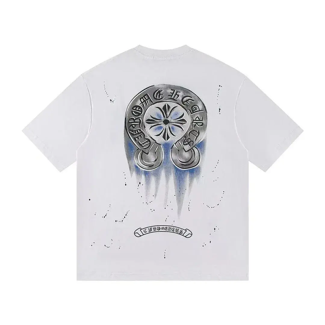 Chrome Hearts Chrome Script Paint Splatter T-Shirt White
