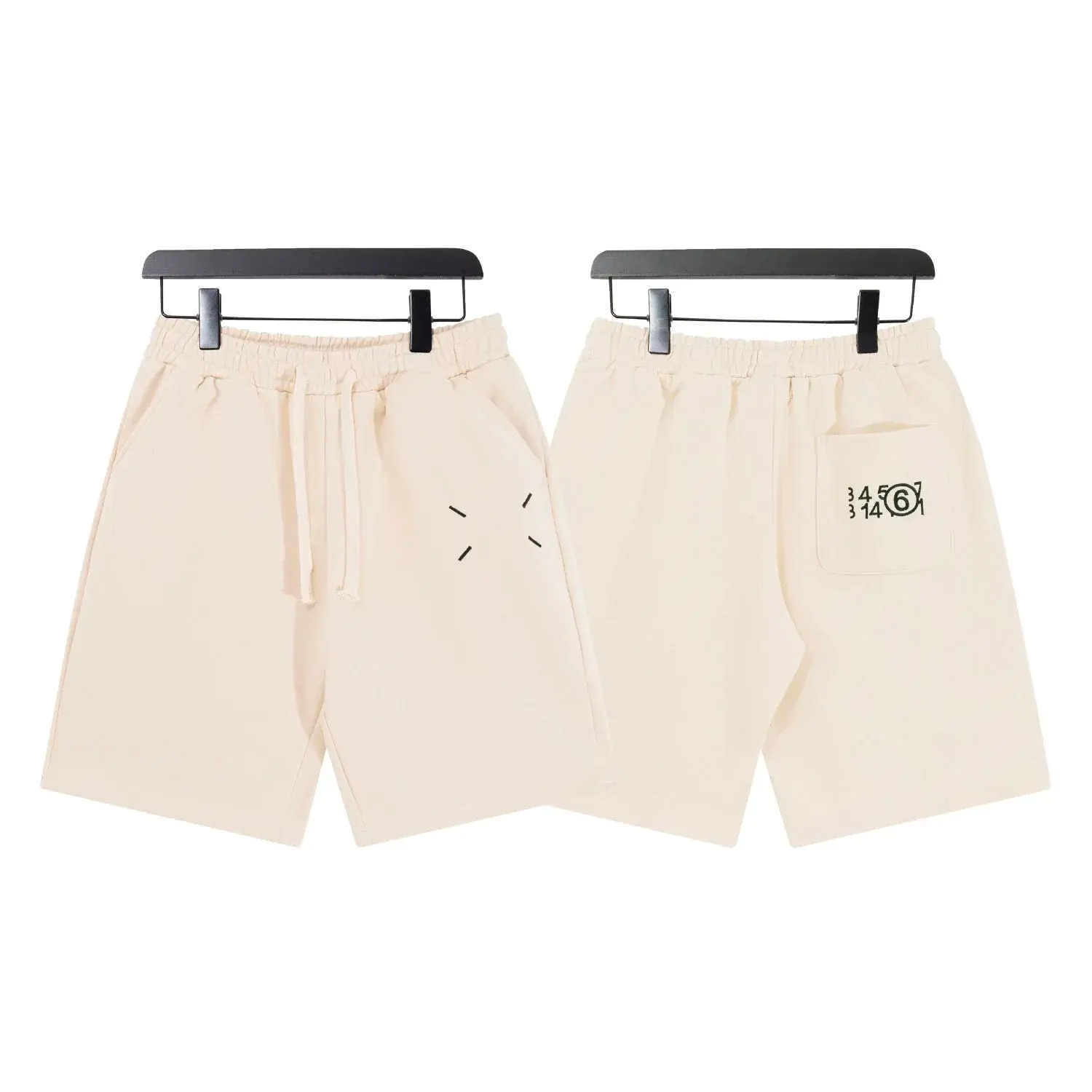 MM6 Maison Margiela Beige Stitch Logo Shorts