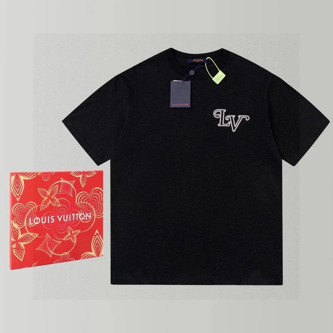 Louis Vuitton Cursive LV Chest Logo T-Shirt Black