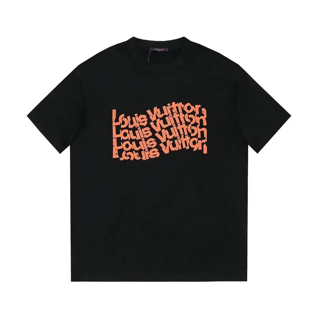 Louis Vuitton Wave Logo T-Shirt Black Orange