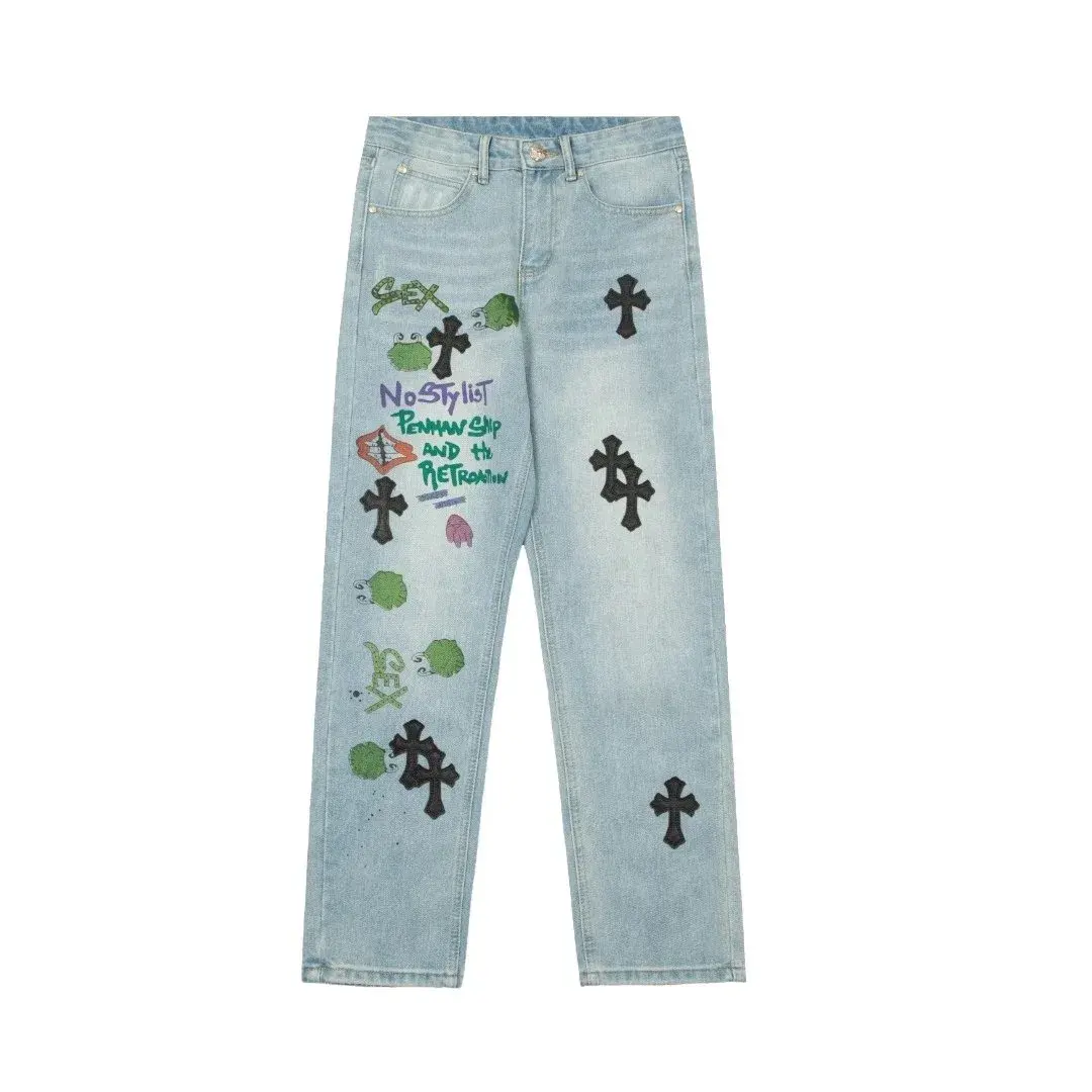 Chrome Hearts Cross Patch Light Blue Jeans