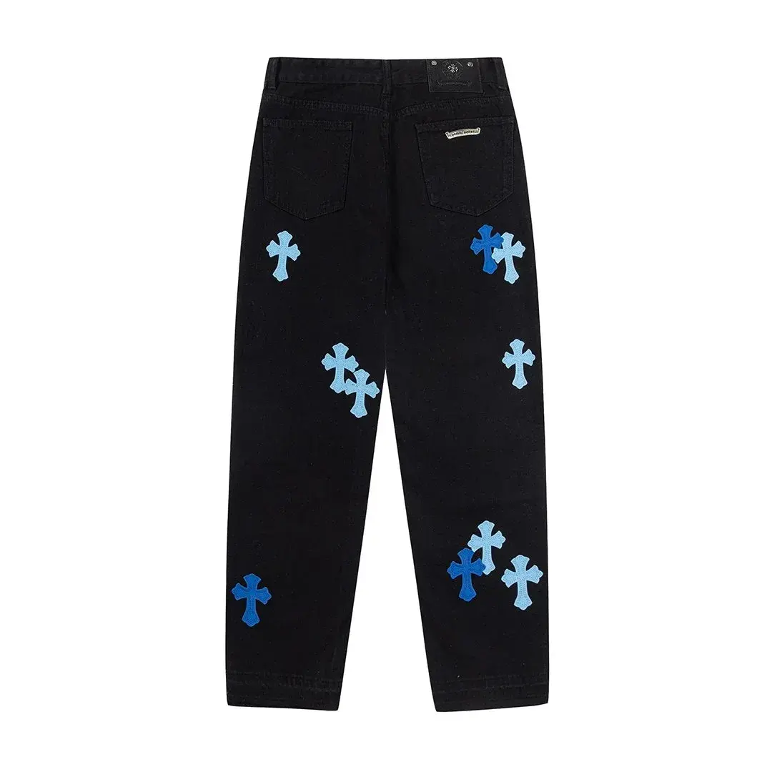 Chrome Hearts Cross Patch Black Blue Jeans