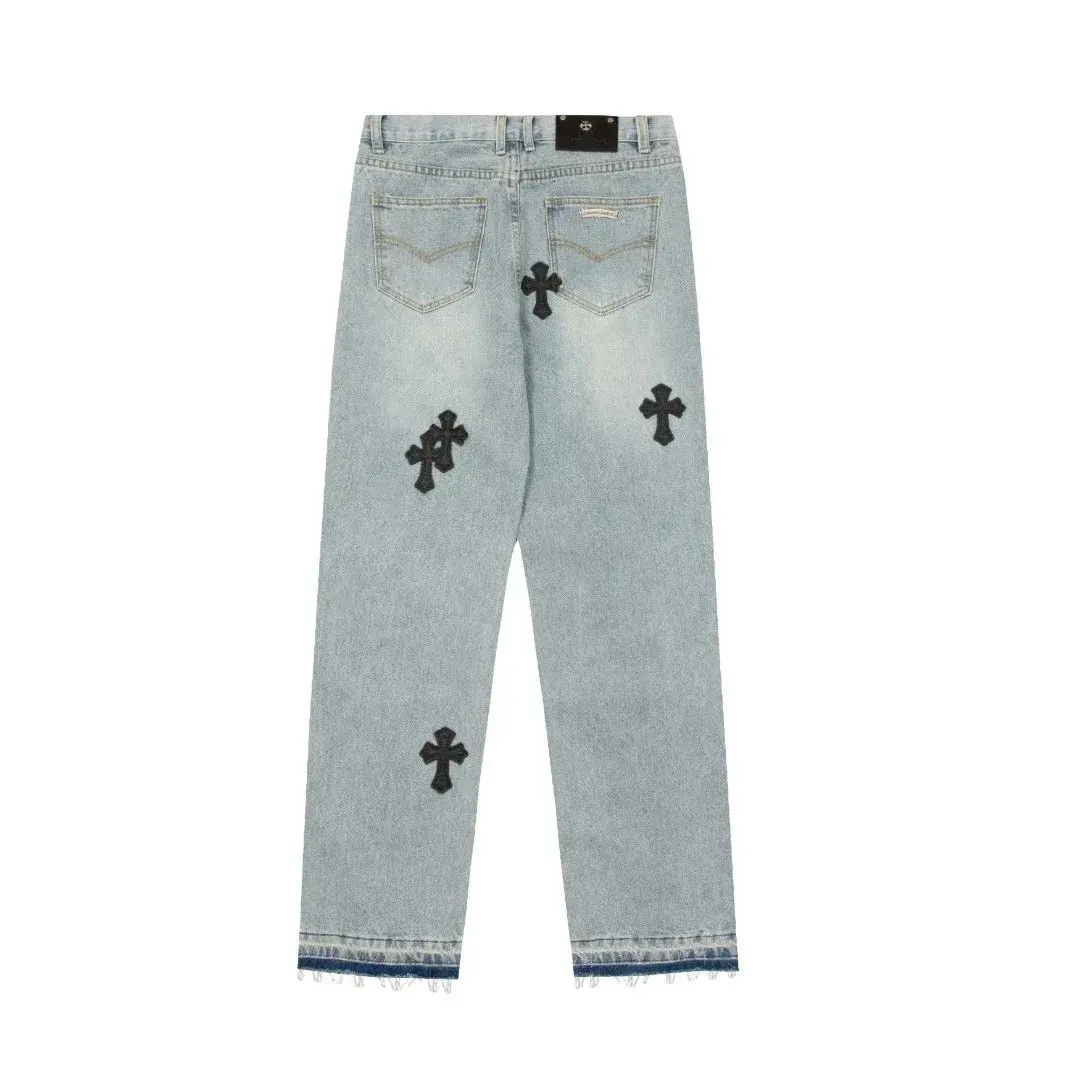 Chrome Hearts Cross Patch Light Blue Jeans