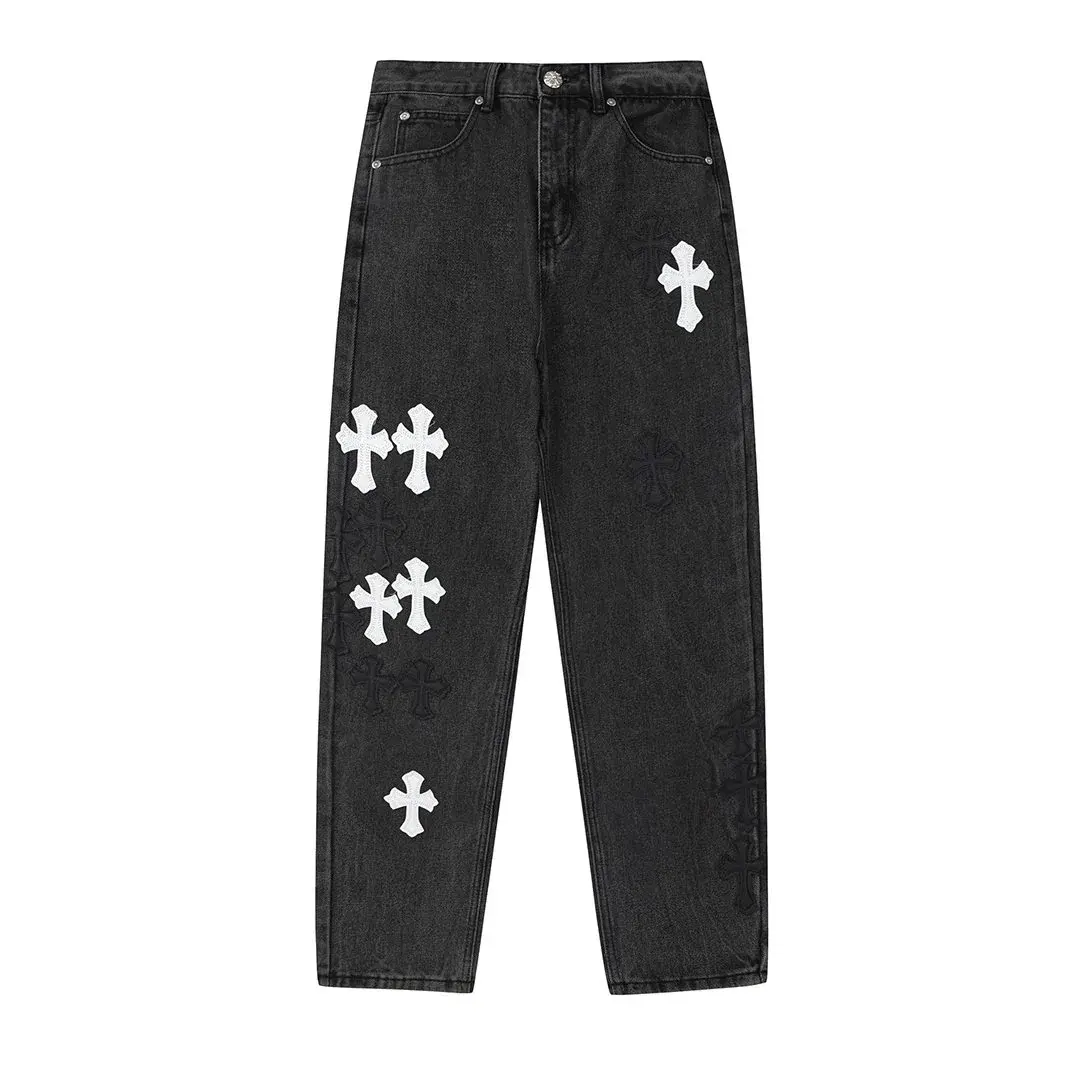 Chrome Hearts Cross Patch Denim Jeans Black Wash