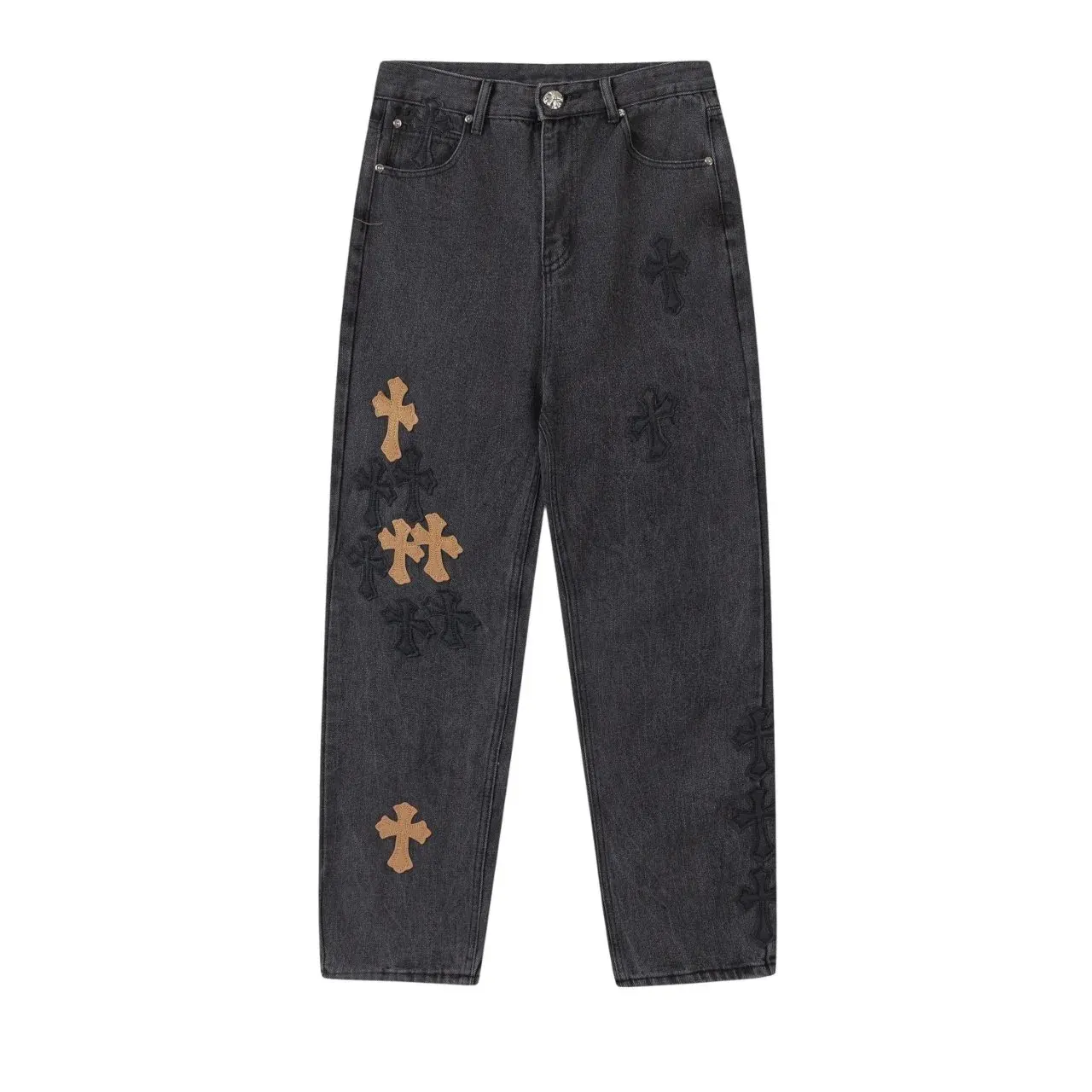 Chrome Hearts Cross Patch Denim Jeans Charcoal
