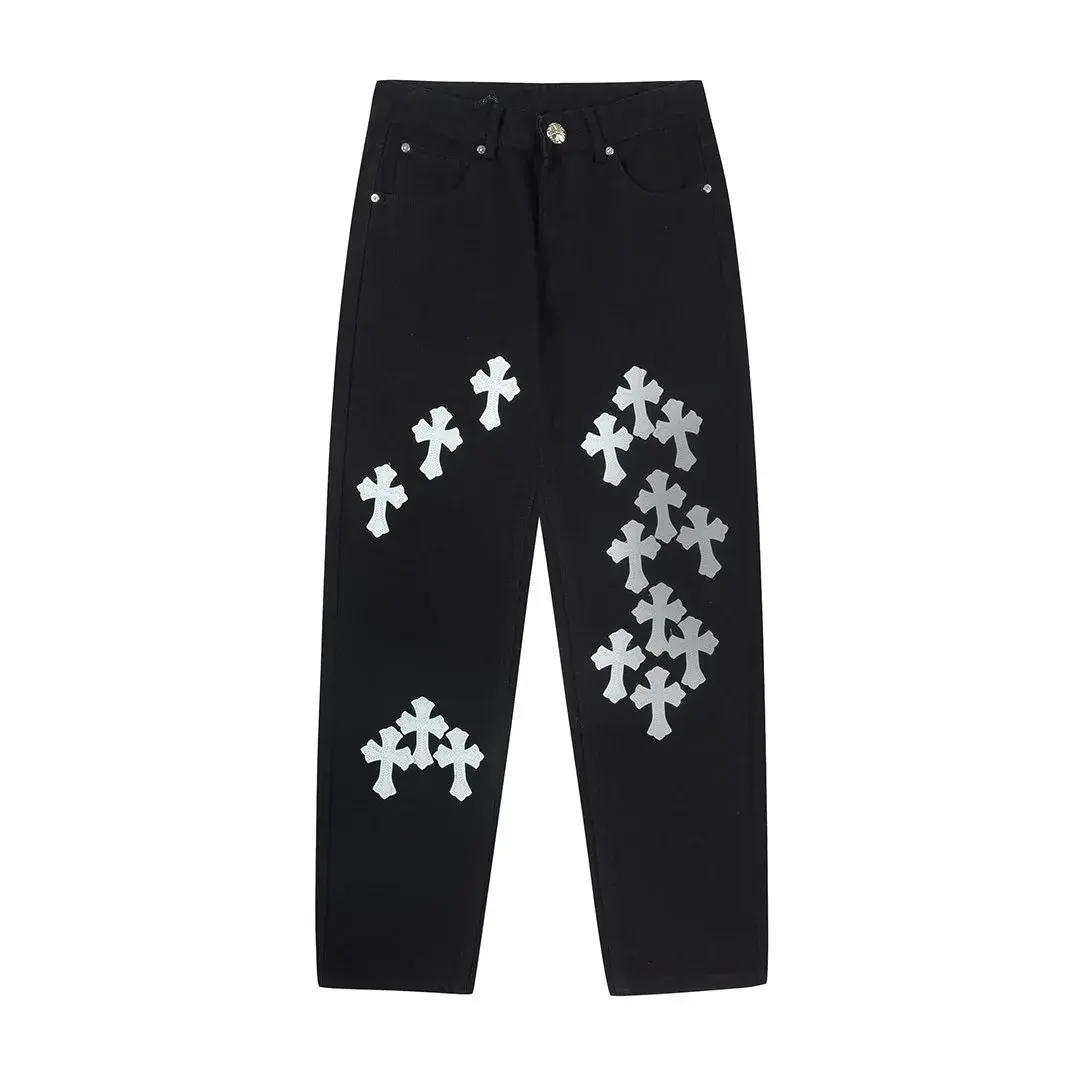 Chrome Hearts Cross Patch Denim Jeans Black