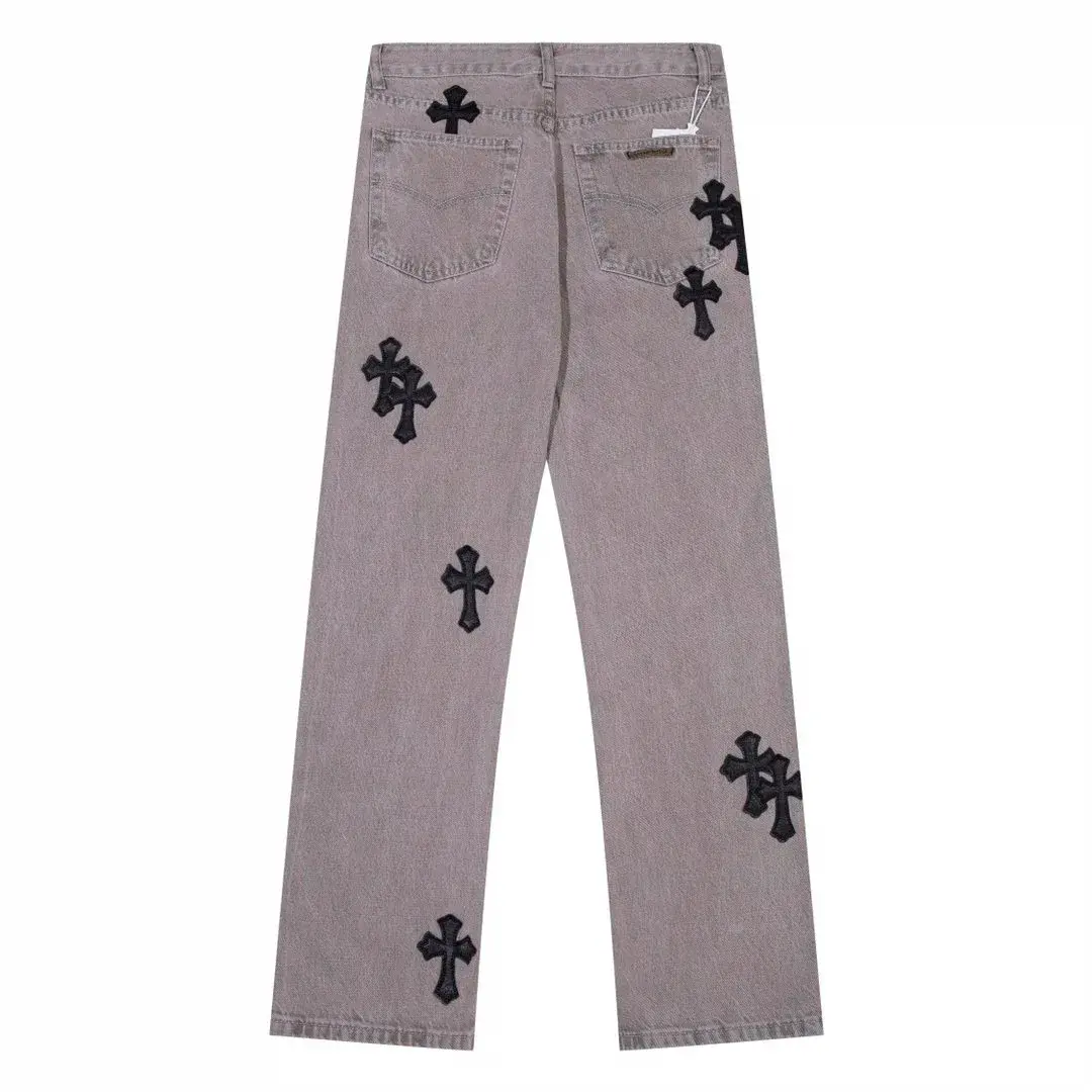 Chrome Hearts Cross Patch Denim Jeans Grey