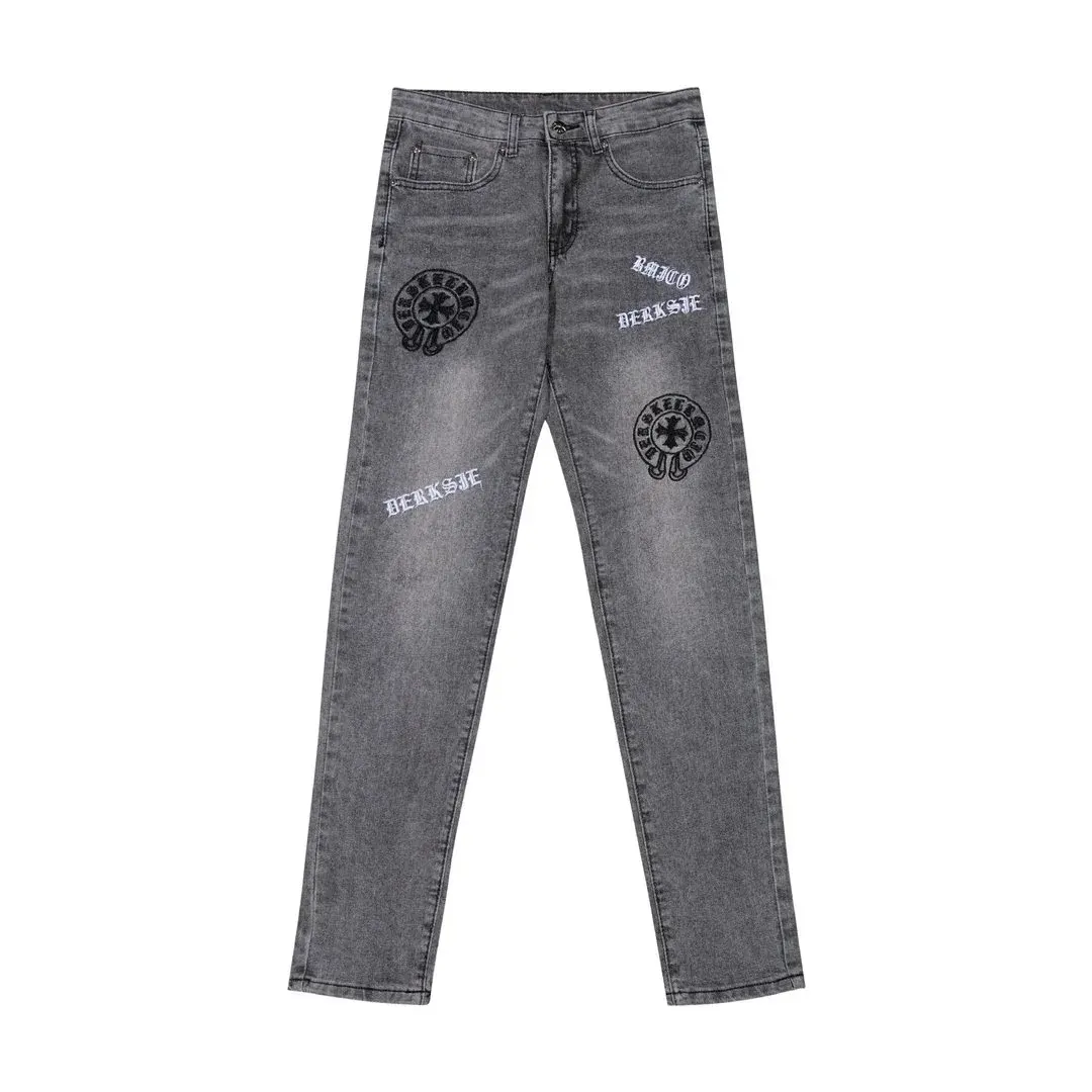 Chrome Hearts Graphic Print Denim Jeans Charcoal