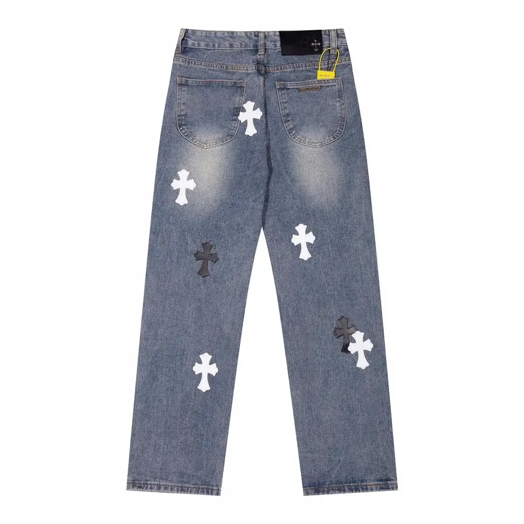 Chrome Hearts Cross Patch Denim Jeans Blue
