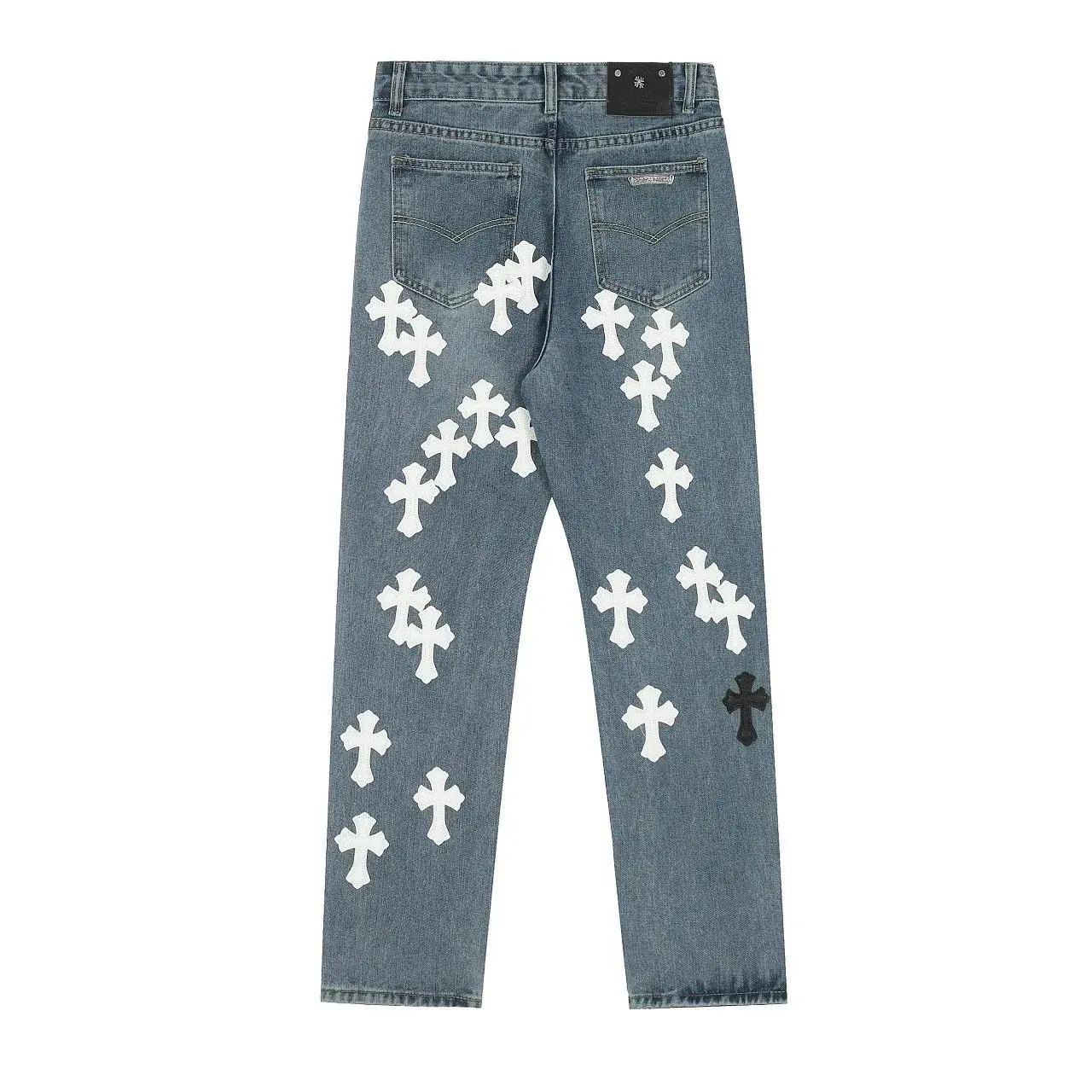 Chrome Hearts Cross Patch Denim Jeans Blue