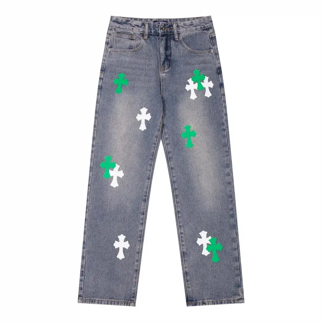Chrome Hearts Cross Patch Denim Jeans Blue