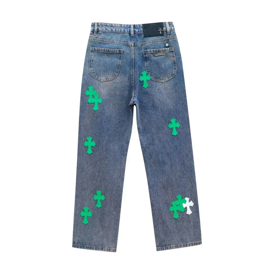 Chrome Hearts Cross Patch Denim Jeans Blue
