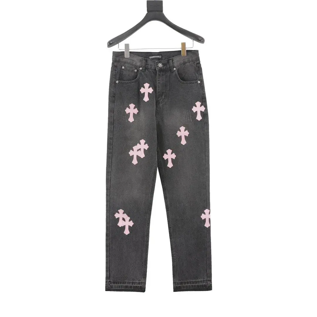 Chrome Hearts Cross Patch Denim Jeans Charcoal