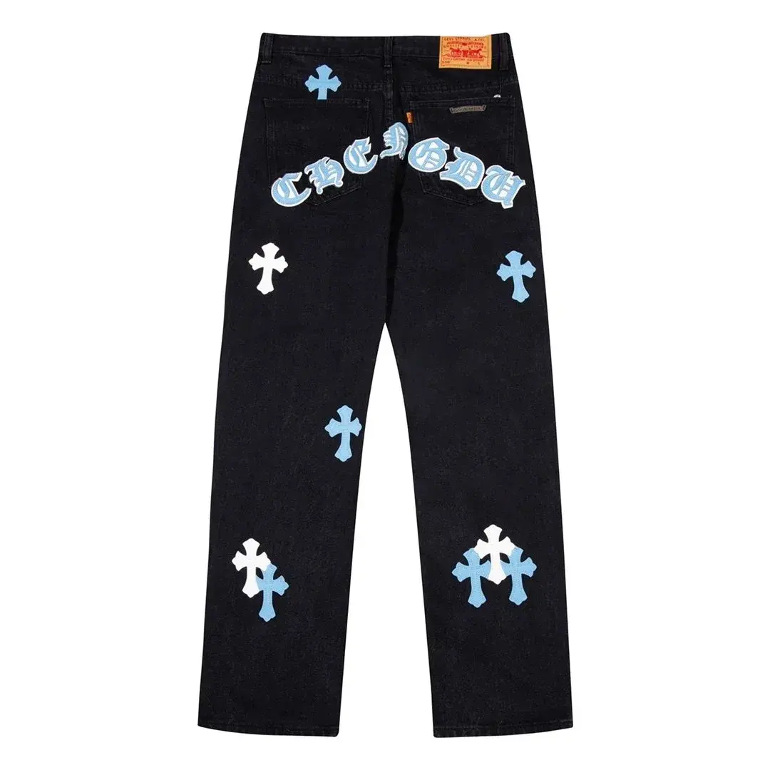 Chrome Hearts Cross Patch Black Jeans