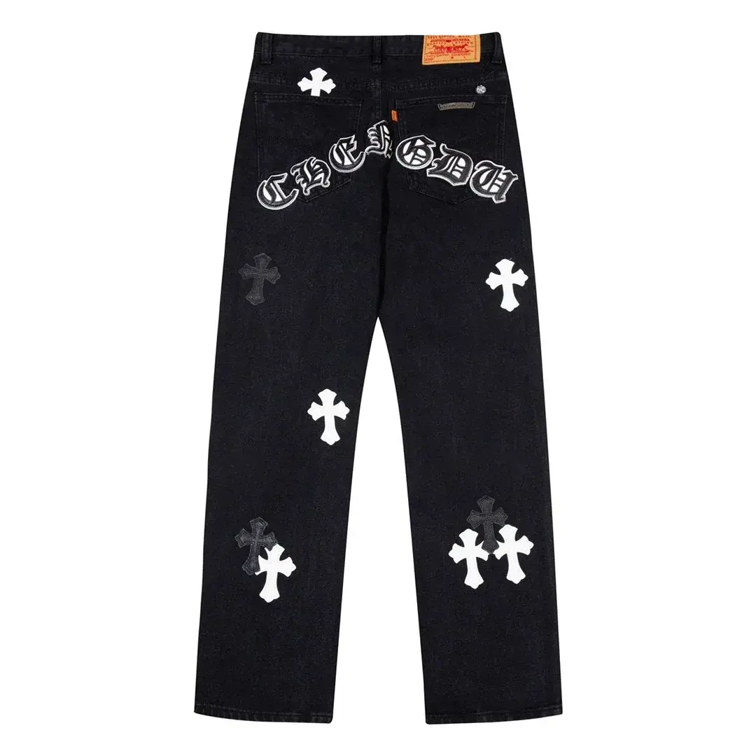 Chrome Hearts Cross Patch Black Jeans