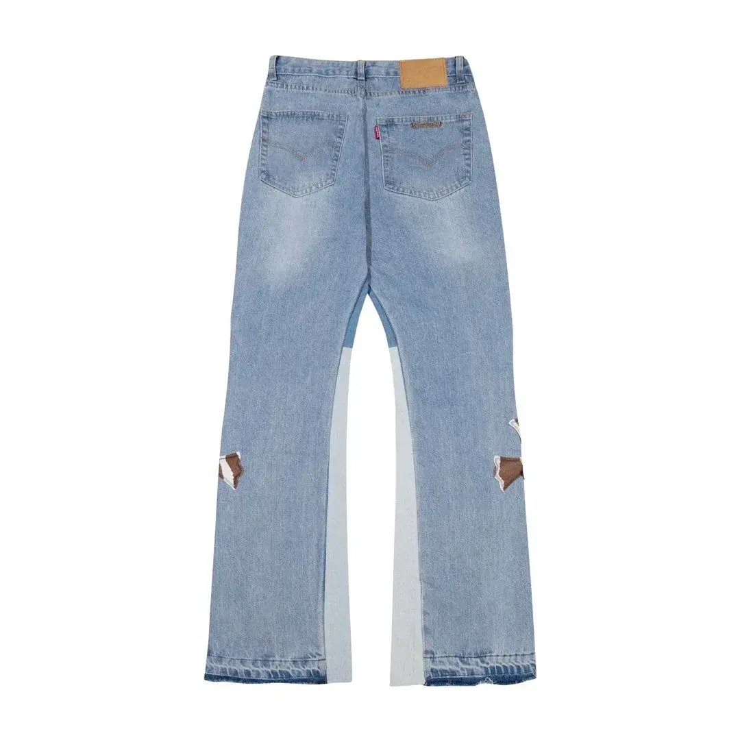 Chrome Hearts Paneled Flared Light Blue Jeans
