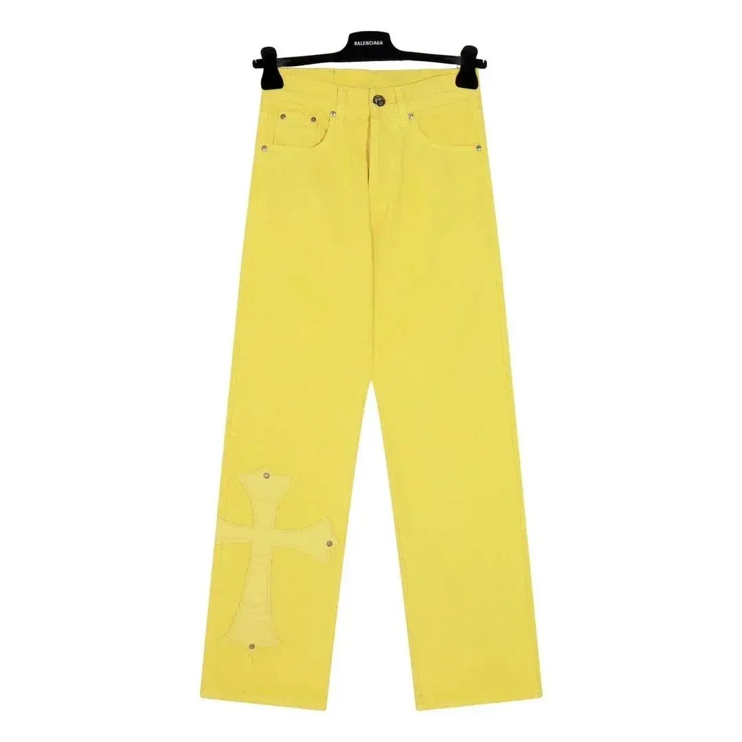 Chrome Hearts Cross Patch Yellow Jeans