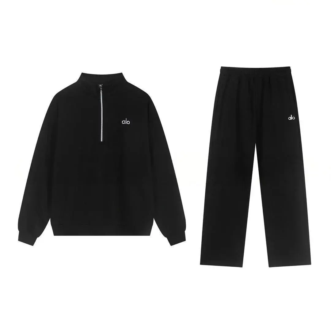 Alo Yoga Half-Zip Straight-Leg Set Black