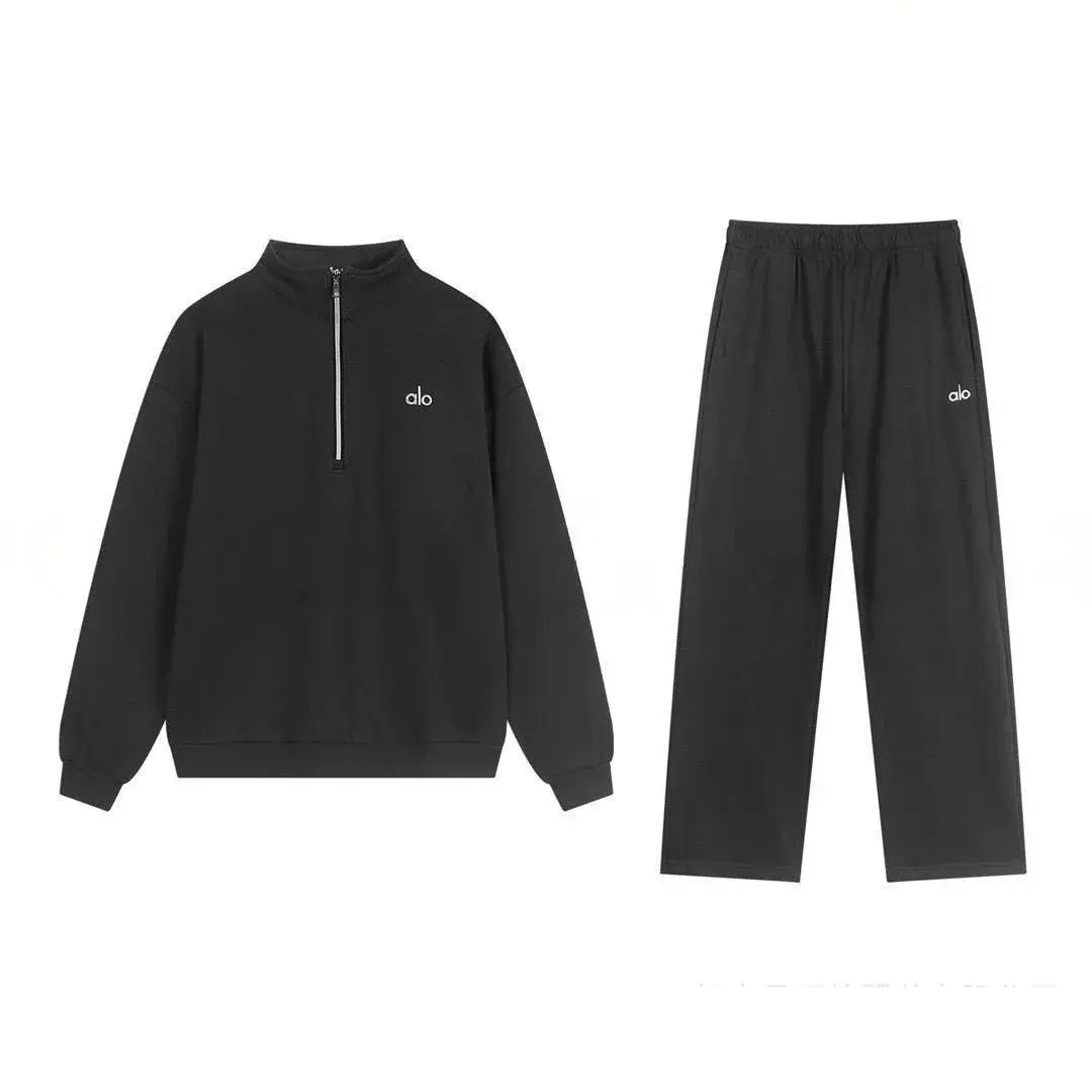 Alo Yoga Half-Zip Straight-Leg Set Dark Gray