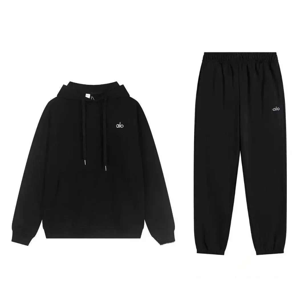 Alo Yoga Full-Zip Jogger Pants Set Black