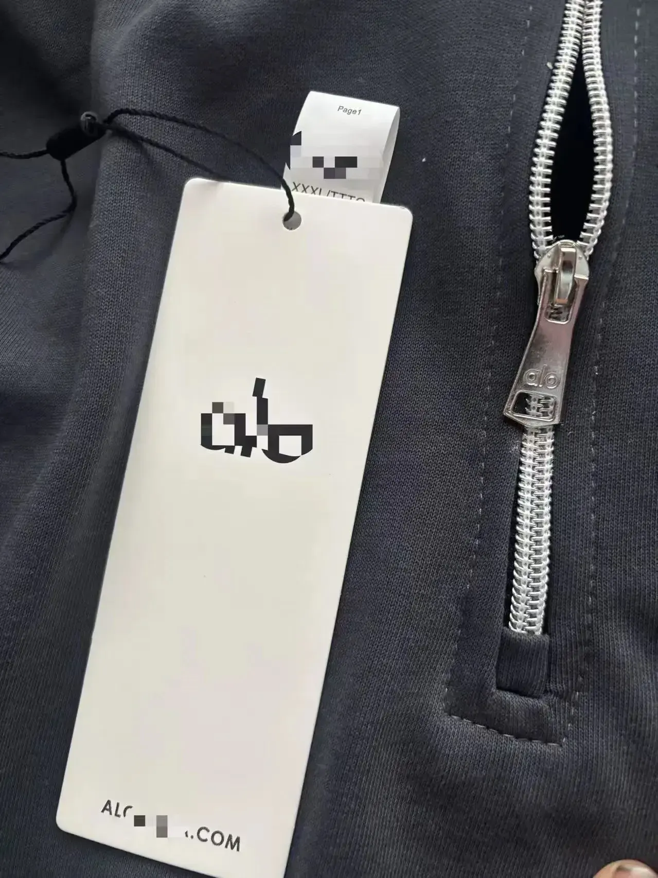 Alo Yoga Zipper and Tag Detail Dark Grey
