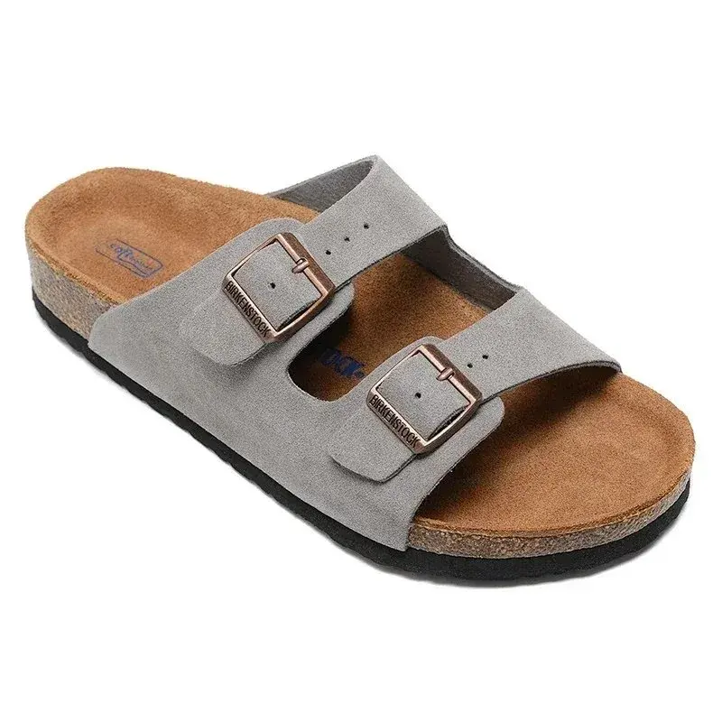 Birkenstock Arizona Suede Leather Sandals Stone Grey