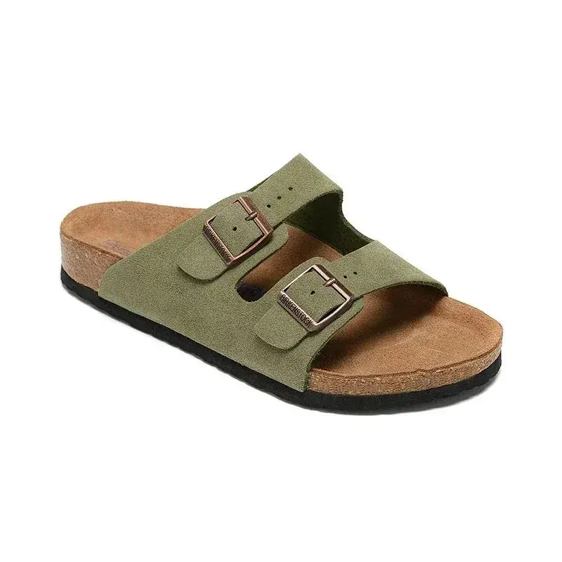 Birkenstock Arizona Suede Leather Sandals Faded Khaki