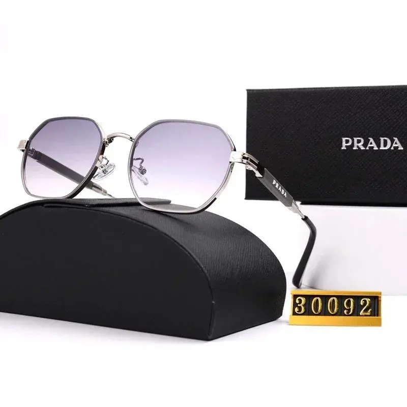 Prada Hexagonal Silver Sunglasses with Gradient Lenses