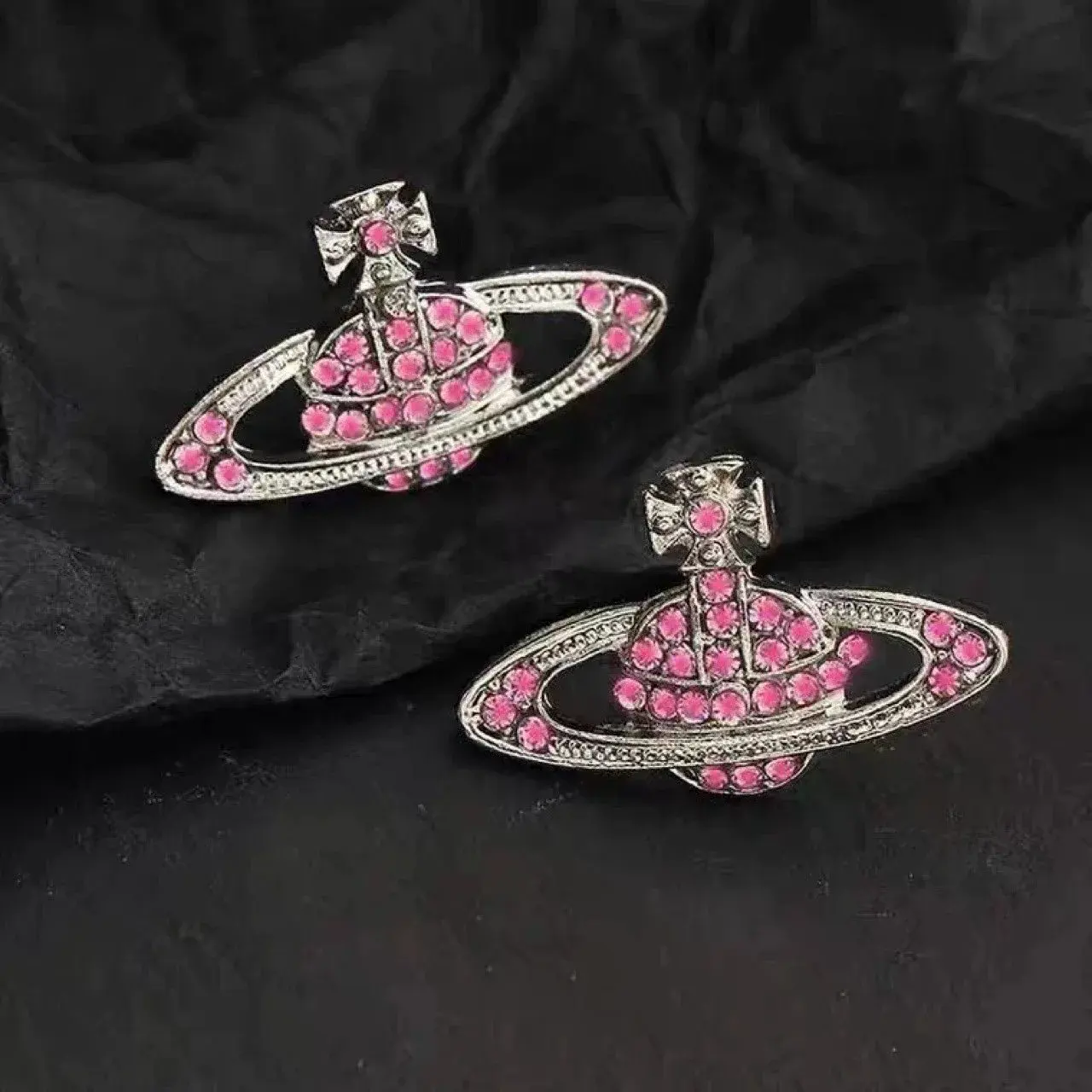 Vivienne Westwood Silver Pink Stud Earrings