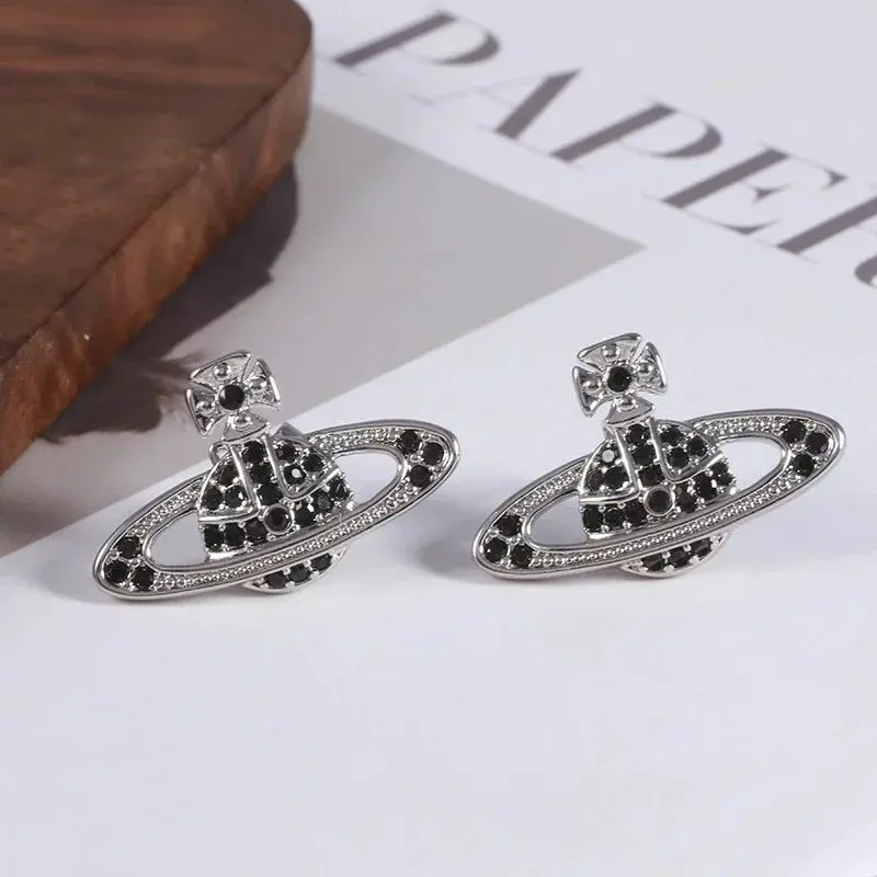 Vivienne Westwood Silver Black Stud Earrings