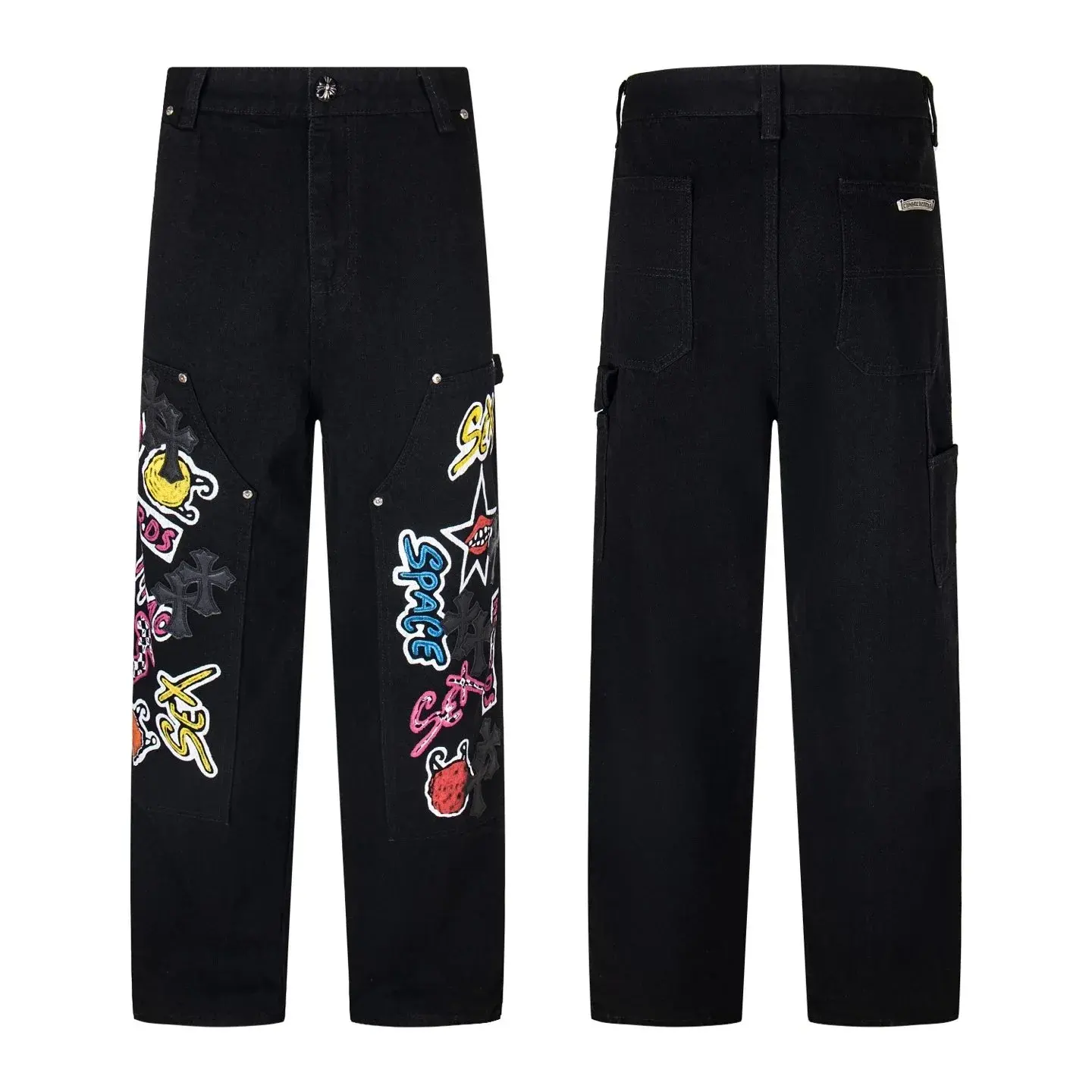 Chrome Hearts Graffiti Patch Black Jeans