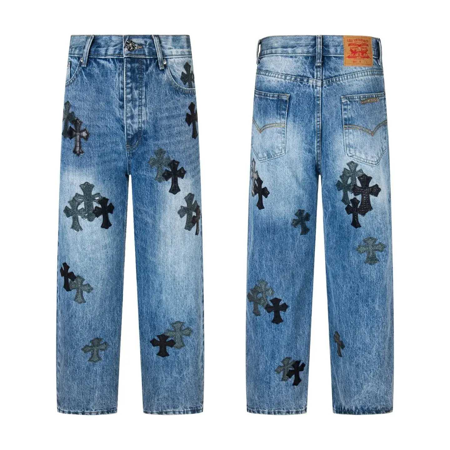 Chrome Hearts Cross Patch Blue Jeans