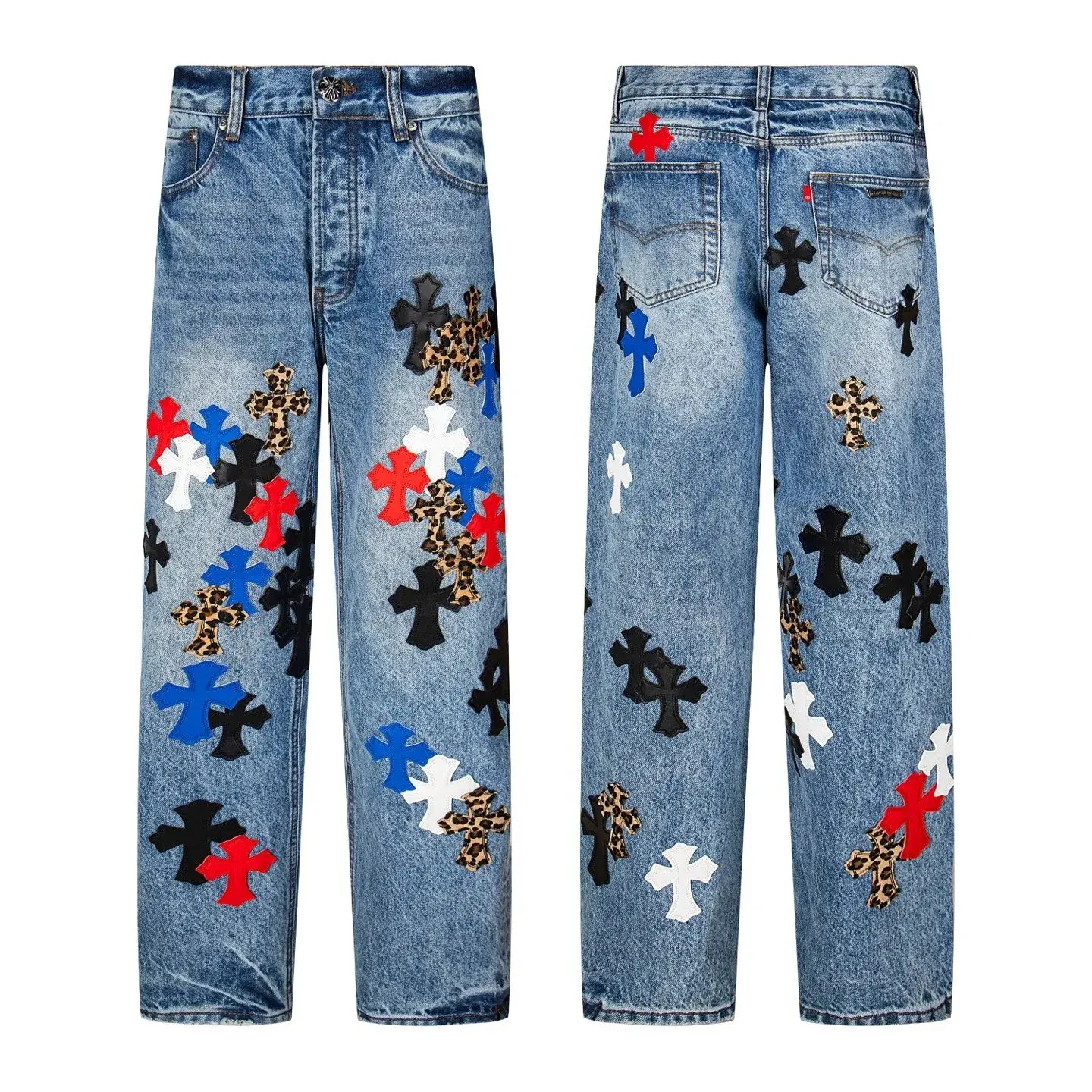 Chrome Hearts Mixed Patch Blue Jeans