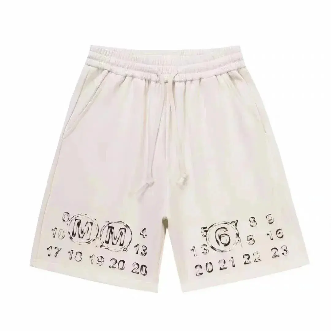Maison Margiela MM Logo Number Print Shorts White
