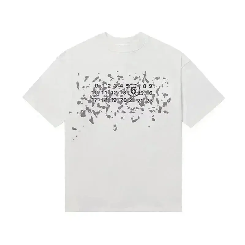 MM6 Maison Margiela Paint Splatter Numeric Logo T-Shirt White