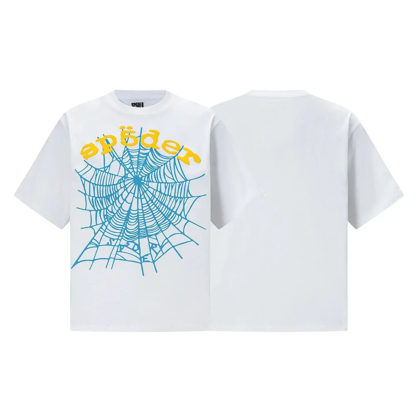 SP5DER Web Print T-Shirt White Blue Yellow